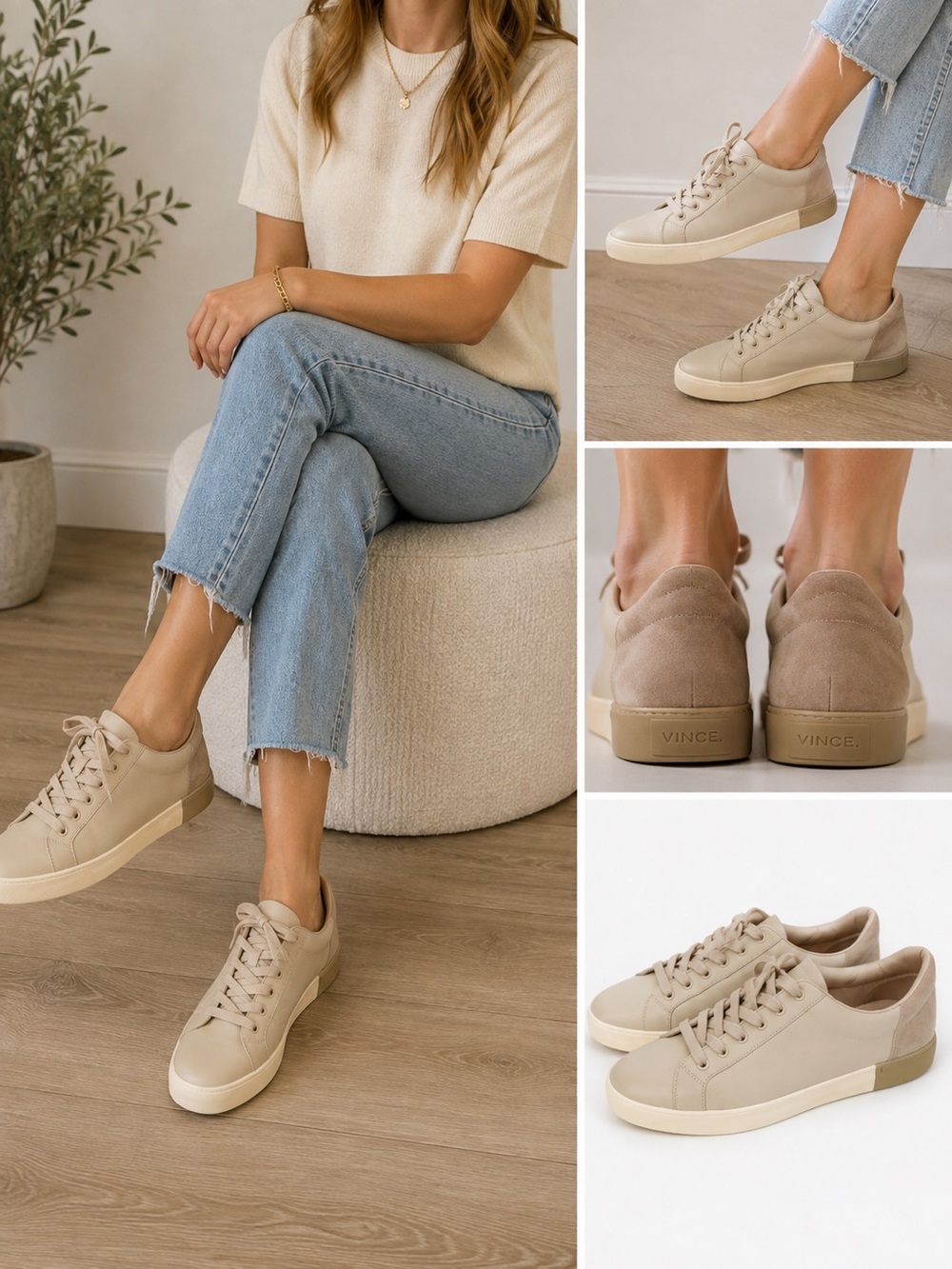 Vince Leather Sneakers Women’s Size 9 Cream